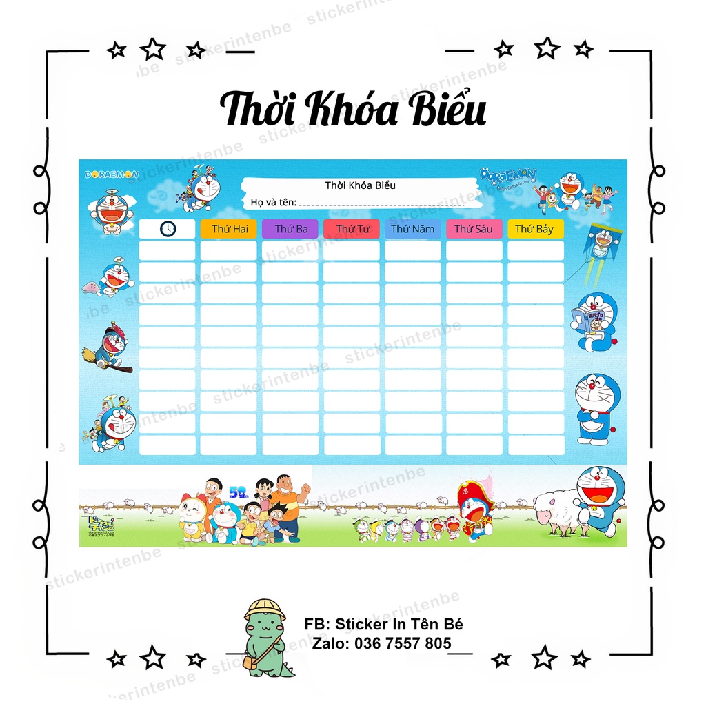 Thời Khóa Biểu thiết kế theo yêu cầu - thời khóa biểu A4 dành cho học sinh - giá rẻ