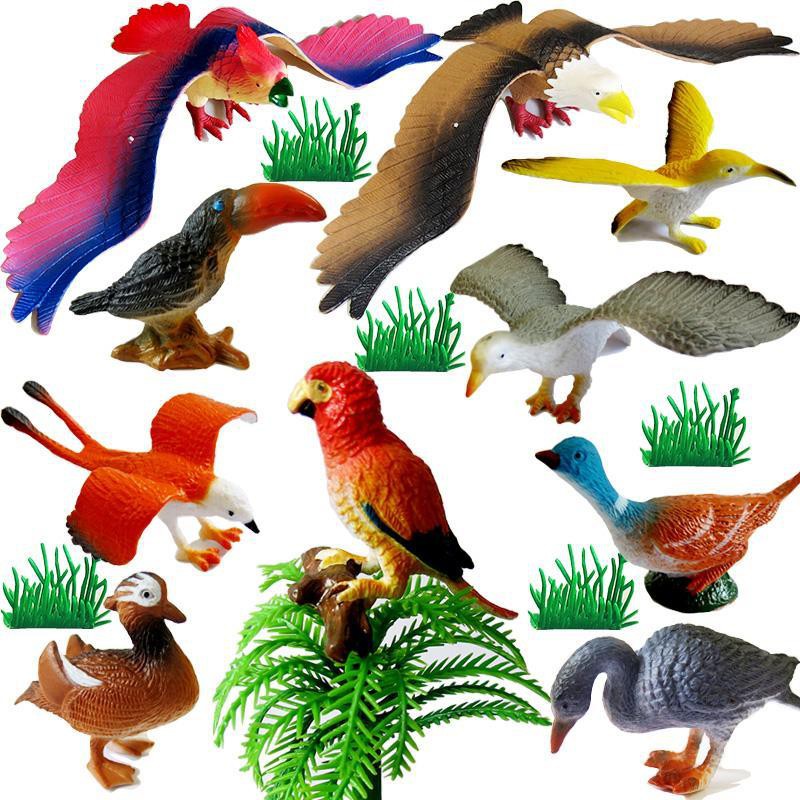> Trang trí cảnh quan mô phỏng động vật mô hình chim hồng hạc vẹt đại bàng Đồ chơi mềm chim công cho con trai và con gái