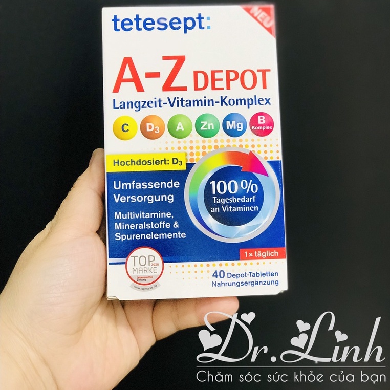 Viên uông vitamin tổng hợp A-Z DEPOT TETESEPT hộp 40 viên Hàng ĐỨC đủ bill
