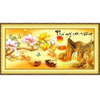 Tranh đính đá phong cảnh phú quý cát tường 1mx50cm