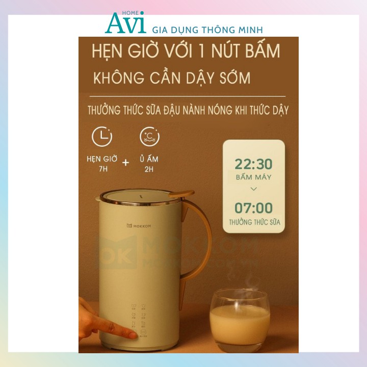 Máy Say Nấu Sữa Hạt Đa Năng Cao Cấp Mokkom 600ml, Nấu Cháo, Chưng Yến Dành Cho Gia Đình, Du Lịch, Văn Phòng