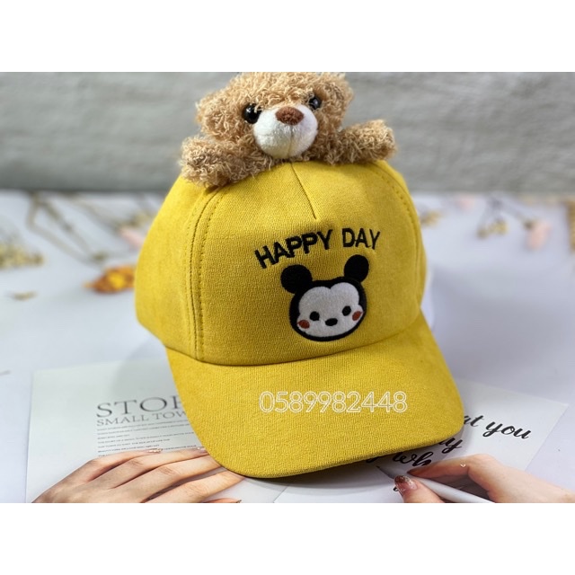 Mũ kết nhung gấu kèm cục bông gấu cực đẹp CUTE cho bé trai bé gái 1 tuổi đến 5 t (Siêu rẻ 1996)