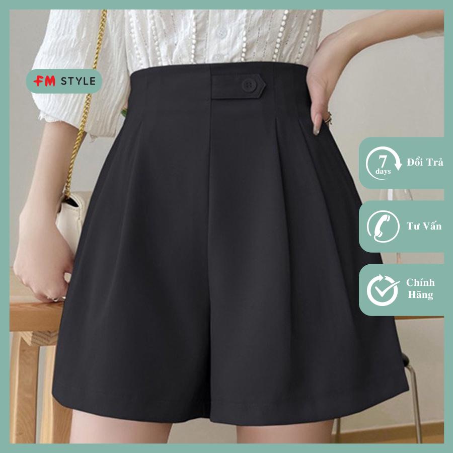 Quần short kaki nữ lưng cao fmstyle quần đùi giả váy tôn dáng phối nút chất kaki cao cấp có bigsize 208170105