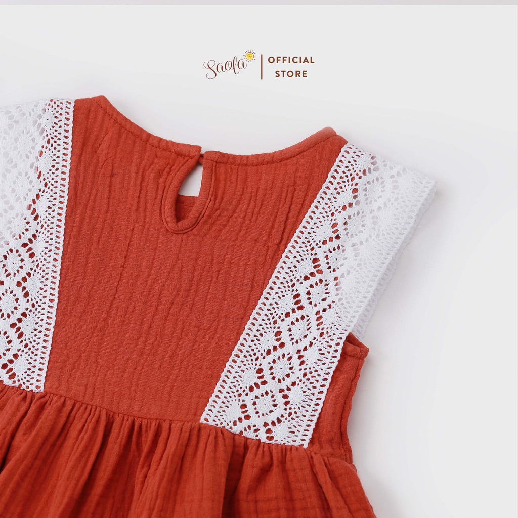 Đầm Bé Gái /Váy Bé Gái Phố Nơ và Ren Xinh Xắn - JONNA DRESS - DRM012 - SAOLA KIDS CLOTHING - Hồng Gạch