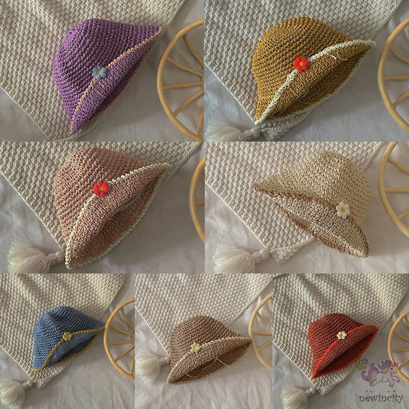 Mũ Rộng Vành Đính Hoa Xinh Xắn Cho Bé Gái