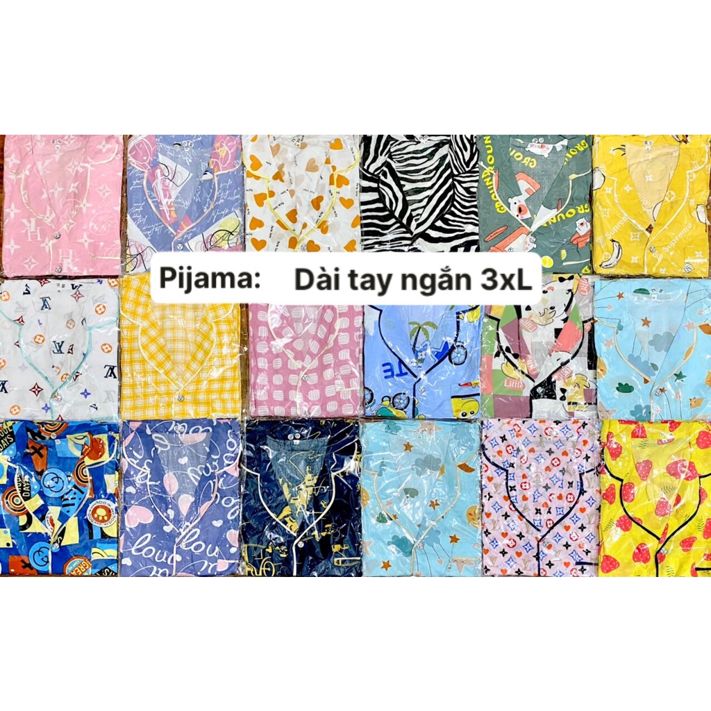 {PYJAMA3XL 55~61kg TNQD} ĐỒ BỘ TAY NGẮN QUẦN DÀI GÀI CÚC TRƯỚC TOLE LỌAI 1 CAO CẤP MẶC NHÀ