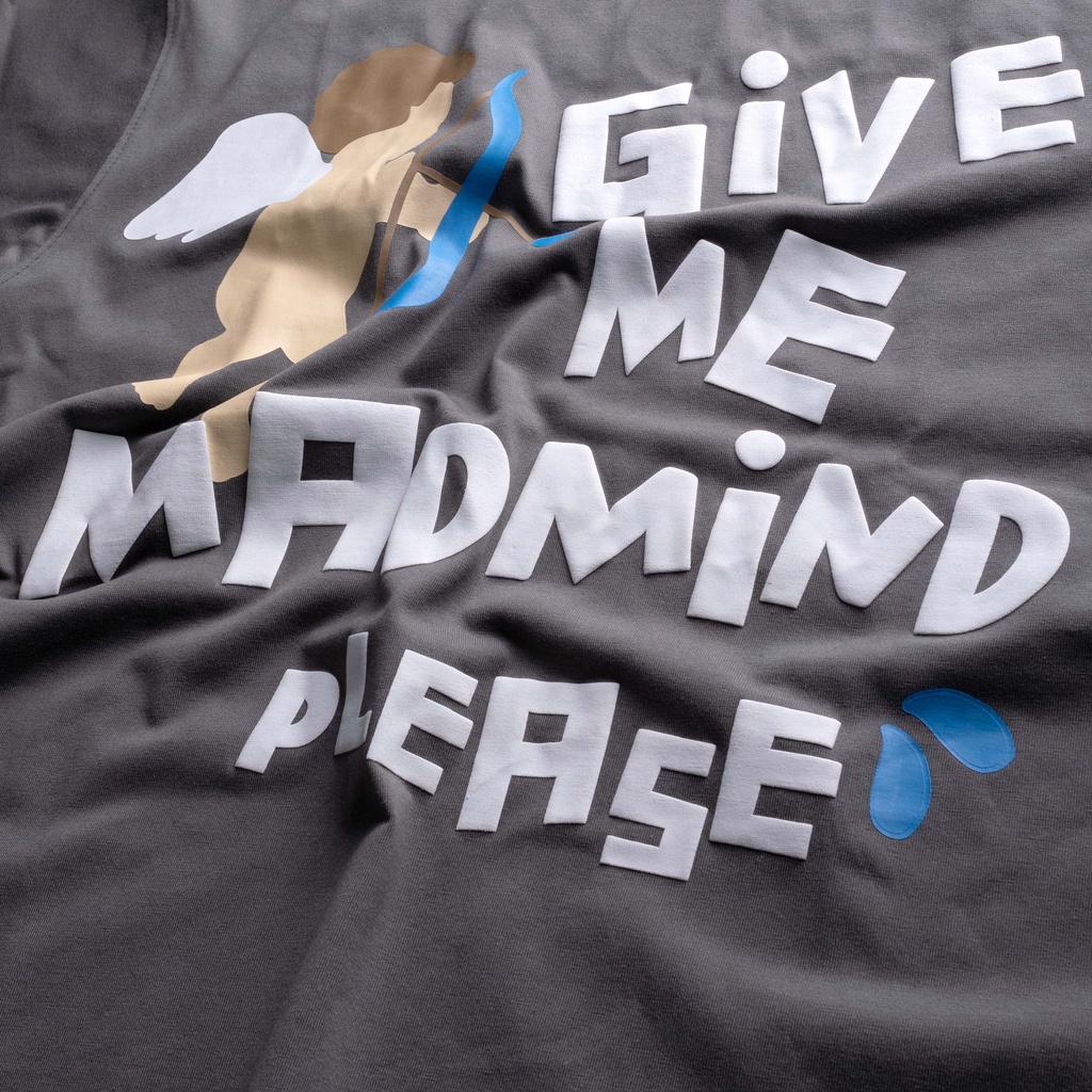 MADMIND® Chính Hãng - Áo Thun In Nổi Give Me  Màu Đen / Xám Form Rộng Unisex