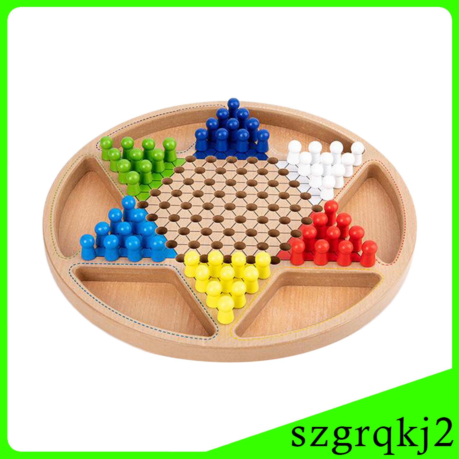 Newest 2 in 1 Wooden Chinese Checkers Board Game Set with Colorful Pegs Style1