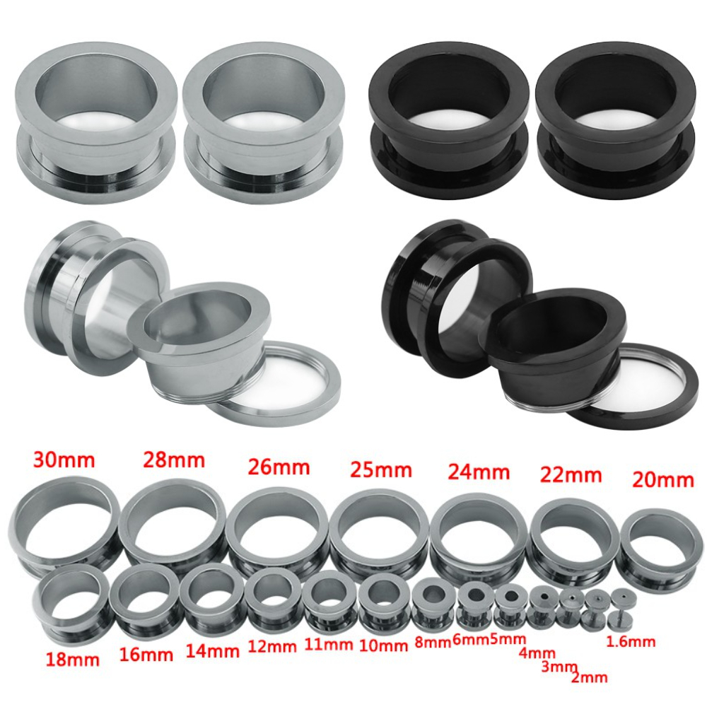 Đôi khuyên nong tai thép không gỉ 1.2-30mm cá tính thời trang