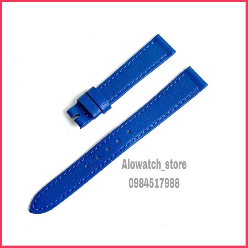 Dây da đồng hồ, dây da bò màu xanh size 12mm đến 20mm