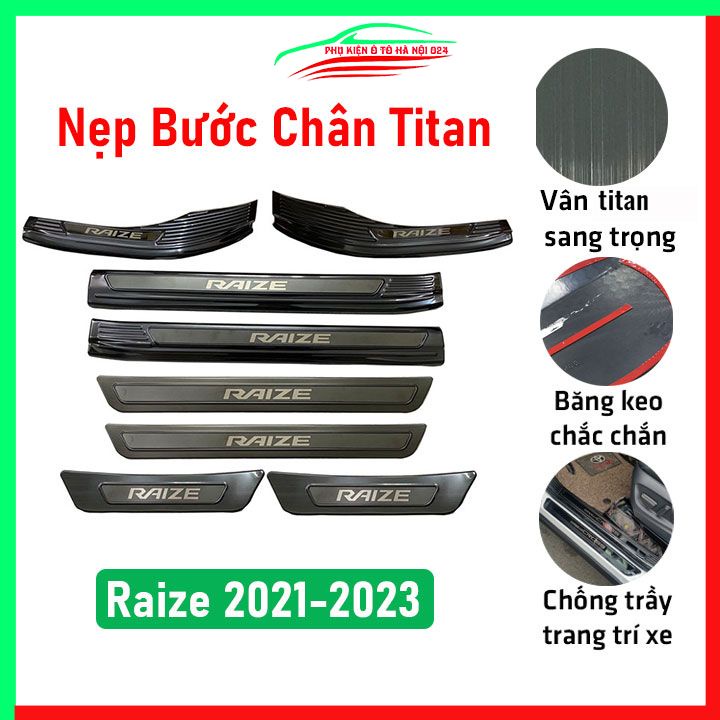 Ốp bậc cửa nẹp bước chân TITAN ô tô Raize 2021-2024 chống trầy bảo vệ xe