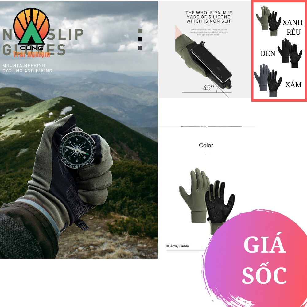 [CHÍNH HÃNG] Găng Tay Giữ Ấm Cảm Ứng Chống Trơn Trượt Naturehike Dành Cho Dã Ngoại Hoạt Động Ngoài Trời NH20FS032