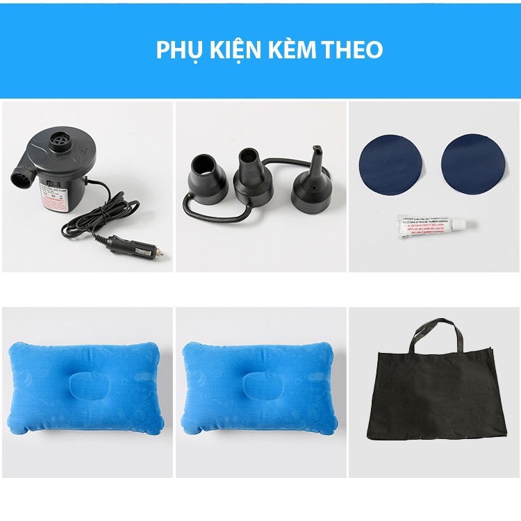 Đệm hơi oto phủ nhung cao cấp loại 1  tặng kèm bơm điện+túi đựng.