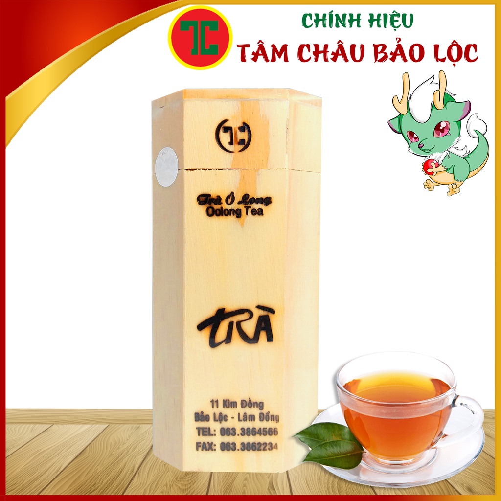 [TÂM CHÂU]Trà Oolong Cao Cấp Hộp Gỗ Sang trọng 200G - Chính hiệu TÂM CHÂU BẢO LỘC