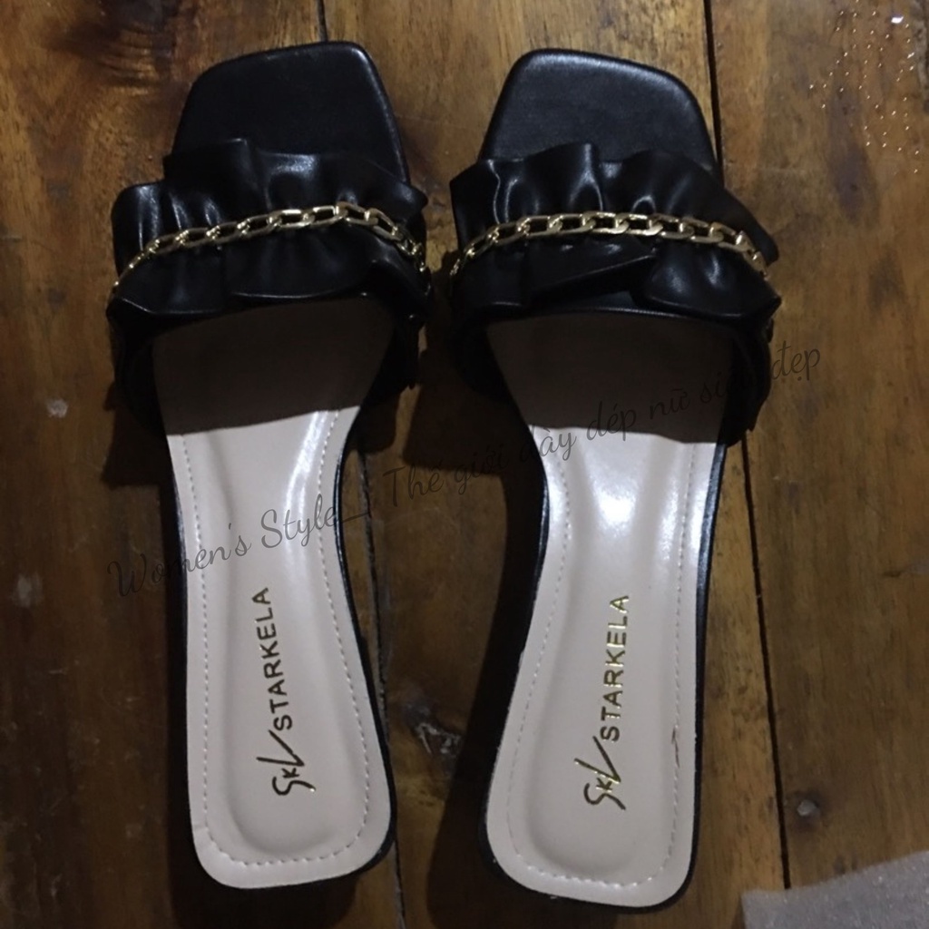 Dép cao gót 3 phân Womenstyle  quai xích phù hợp hè nóng nực, sandal đi biển chuẩn size 35-39 3 màu trắng,kem, đen