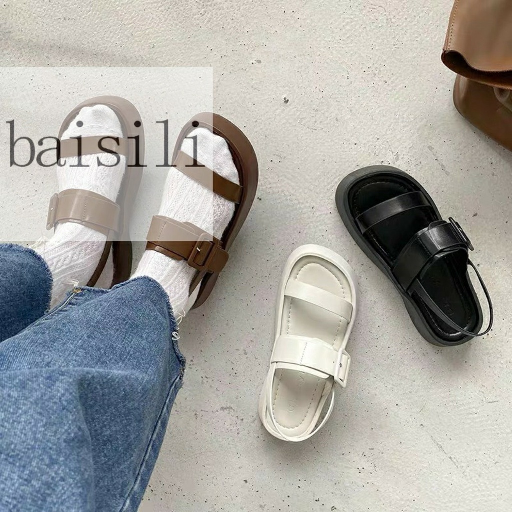 SANDAL NỮ BAISILI - GIÀY THỜI TRANG PHONG CÁCH XUỒNG NỮ TÍNH HAI QUAI NGANG TRƠN ĐẾ BẰNG BS220902