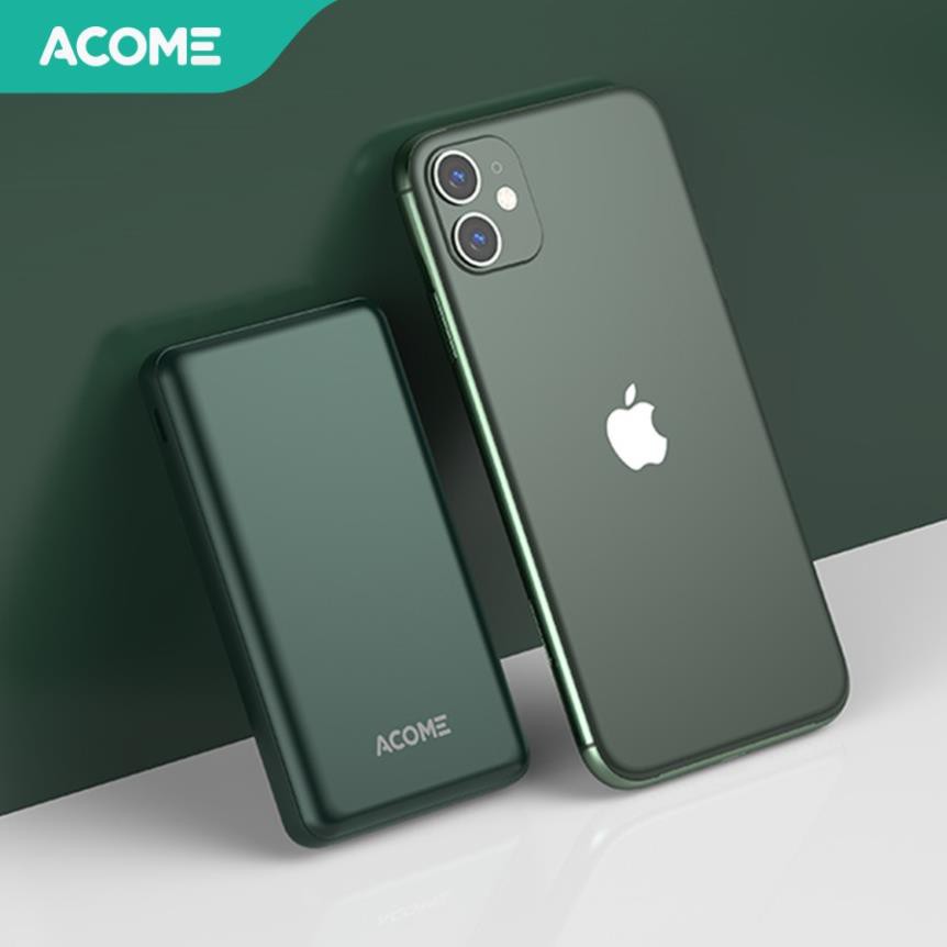 10.000mAh Pin Sạc Dự Phòng ACOME AP105 Green PD + QC 3.0 Sạc Nhanh 18W - HÀNG CHÍNH HÃNG