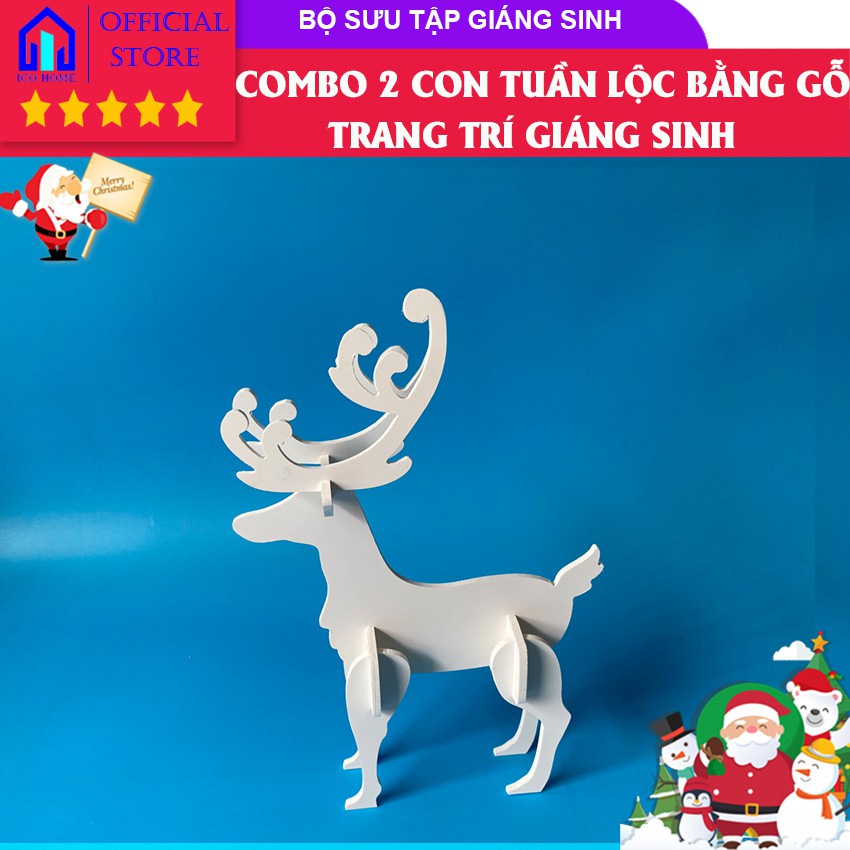 Combo 2 con tuần lộc bằng gỗ 💖FREESHIP💖 trang trí Noel - ICO HOME