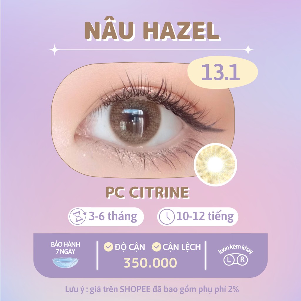 Kính áp tròng nâu hazel Siesta Citrine Cream Hazel dành cho mắt nhạy cảm - Pc Hydrogel | Hạn sử dụng 6 tháng