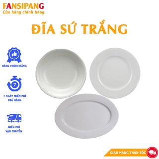 Combo 2 đĩa sứ 3 dĩa sứ xoài sứ trắng anper size 23 27 30 cm đĩa ăn đẹp trang trí decor