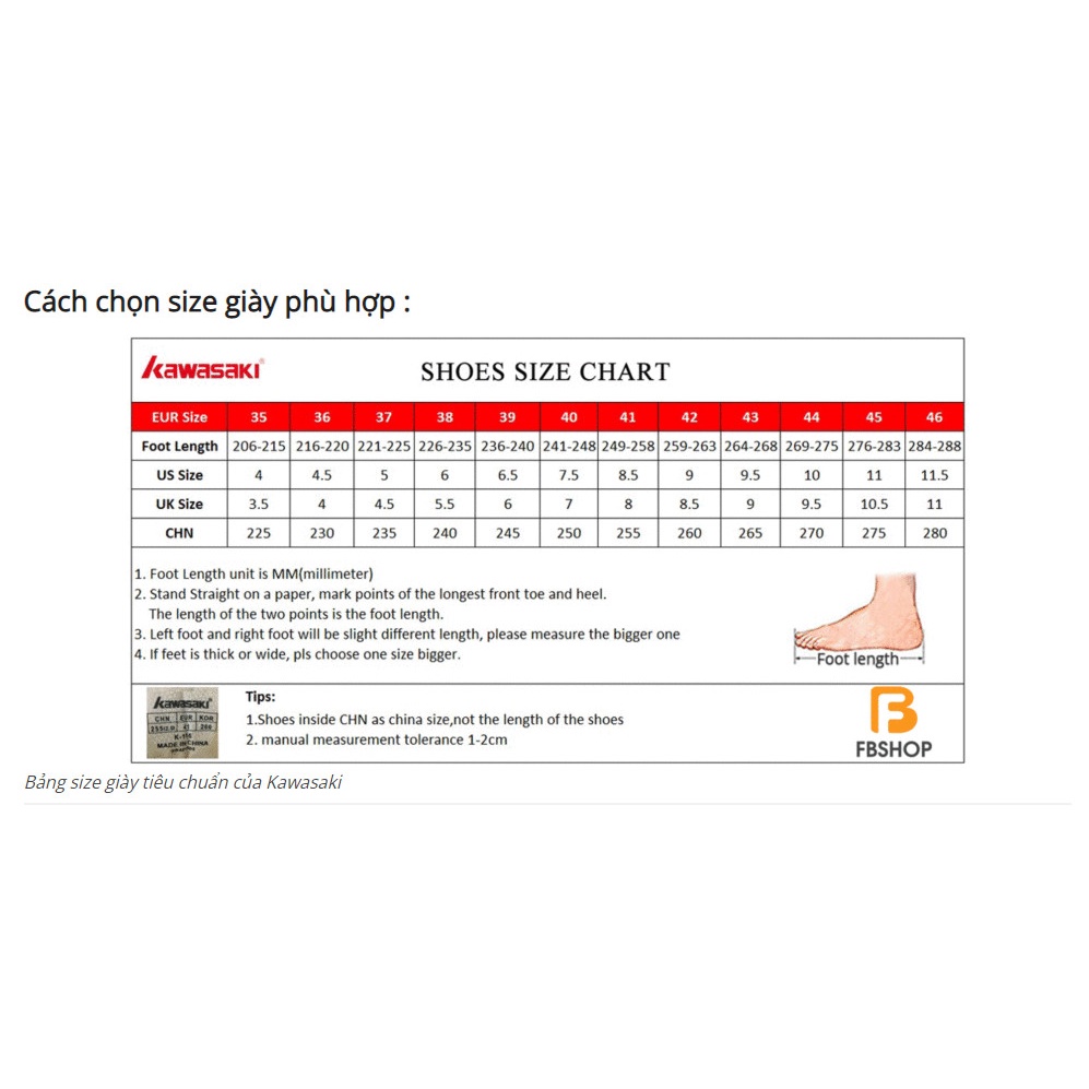 Giày cầu lông Kawasaki K063 chính hãng, giá rẻ, thời trang - FBSPORT