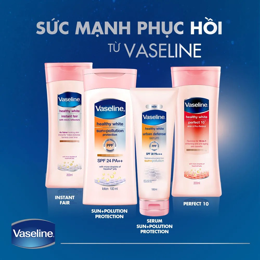 [HB GIFT] Sữa dưỡng thể trắng da chống nắng và ô nhiễm môi trường VASELINE Healthy White Sun+Pollution Protection 200ML