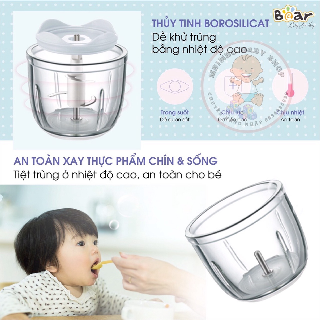 Máy xay thực phẩm ăn dặm BEAR 0.3L GR-B03V2 cho bé