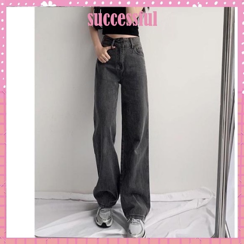 Quần bò nữ - quần jeans ống rộng lưng cao, vải bò dày đẹp , không giãn ,dáng suông