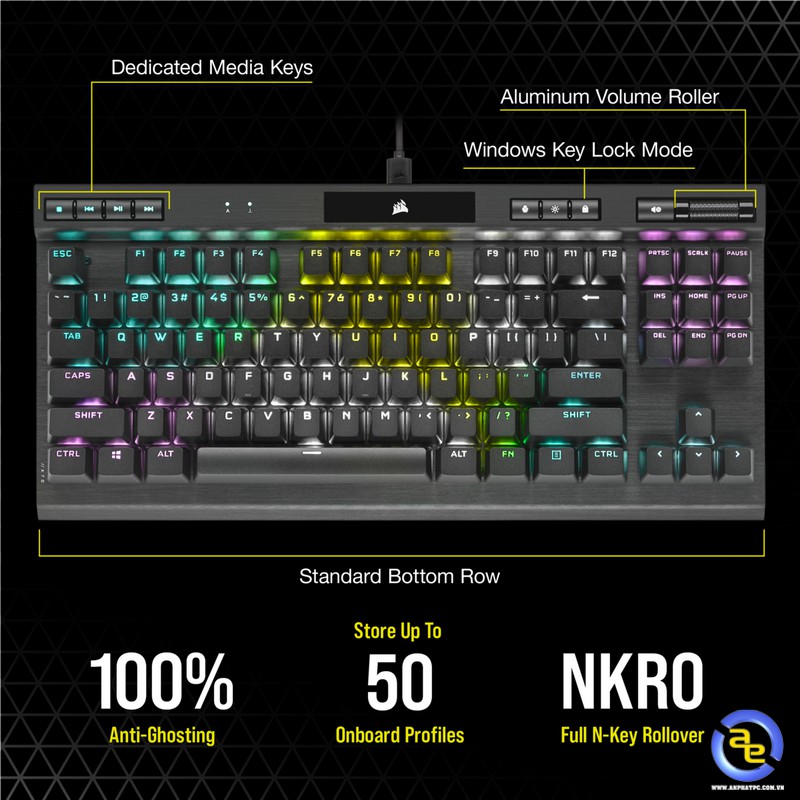 [Mã 33ELSALE hoàn 7% xu đơn 300k] Bàn phím cơ Corsair K70 TKL RGB Champion Series Speed switch