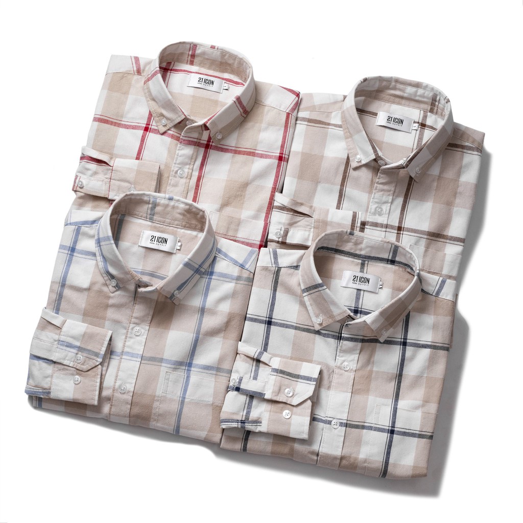 Áo sơ mi nam Double'd form Slim fit kẻ viền đỏ nổi bật SC1 Đỏ | BigBuy360 - bigbuy360.vn