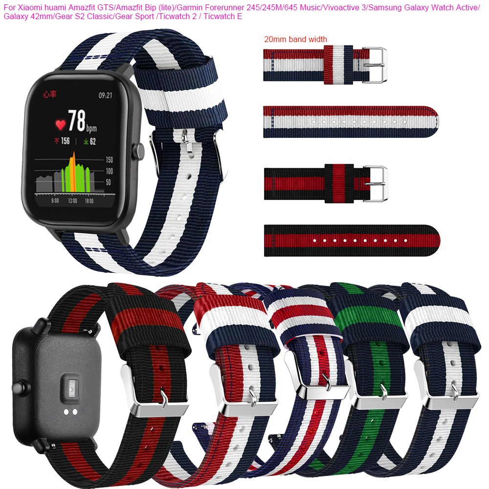 Dây đeo dệt sợi nylon cho đồng hồ thông minh Huami Amazfit GTS/Amazfit Bip/Garmin Forerunner 645 Music/245/245M
