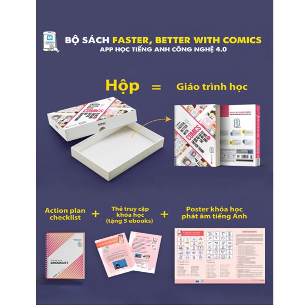 Sách - Faster Better With Comics - Tự Học Tiếng Anh Cấp Tốc Qua Truyện Tranh Tặng Video Hách Não 6000 từ vựng tiếng Anh