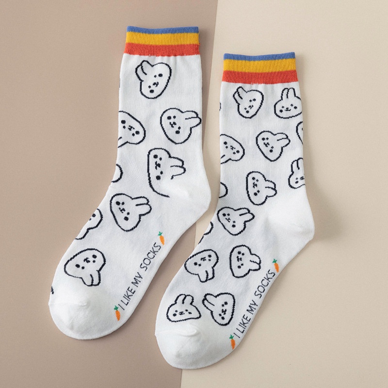 Vớ Dài Trung Bình In Họa Tiết Thỏ Hoạt Hình Dễ Thương Phong Cách Nhật Bản Cho Nữ