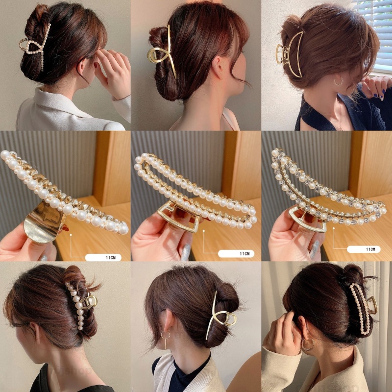 Kẹp tóc Đính Hạt kim loại cỡ lớn phong cách hàn quốc xinh xắn cho nữ