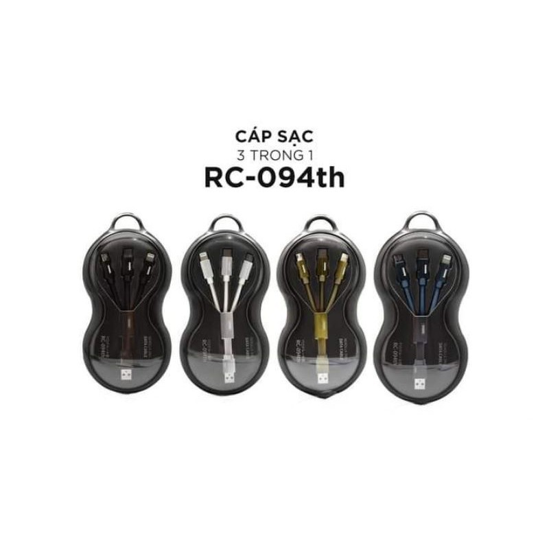 Cáp sạc nhanh 2.4A 3 trong 1 bọc vải REMAX RC-094th