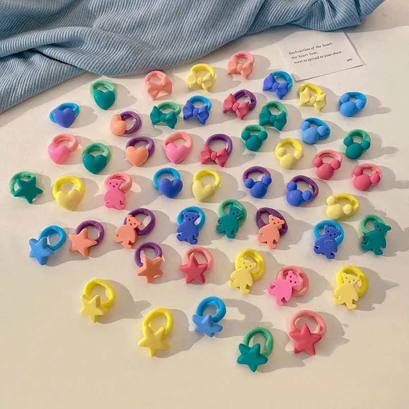 PVN48570 Set 10 Dây Cột Tóc Co Giãn Hình Trái Tim Nhỏ Dễ Thương Cho Bé Gái Giá Rẻ