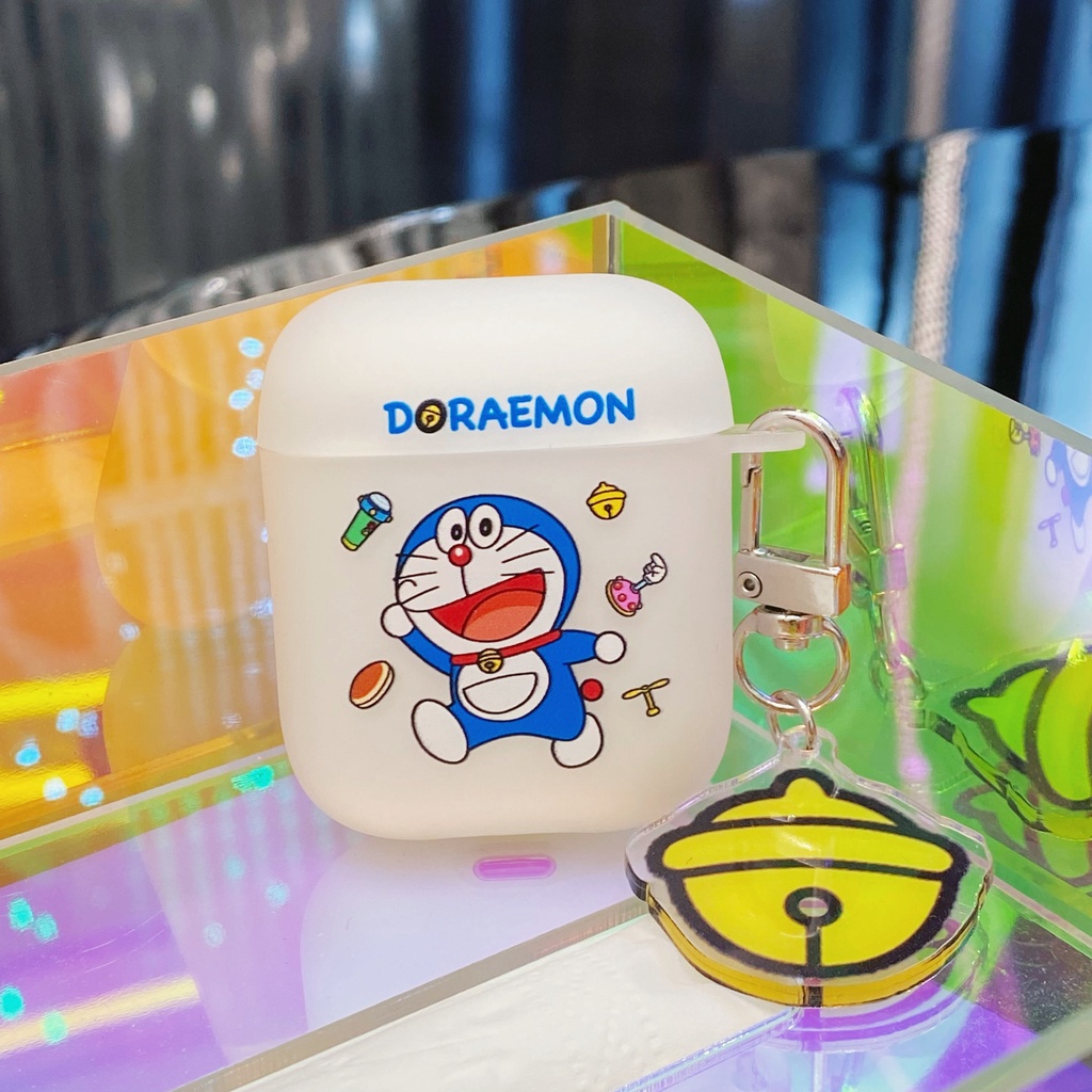 Vỏ bảo vệ hộp sạc tai nghe Airpods Pro 1 2 3 bằng TPU hình chú mèo gắn chuông với mặt trang sức