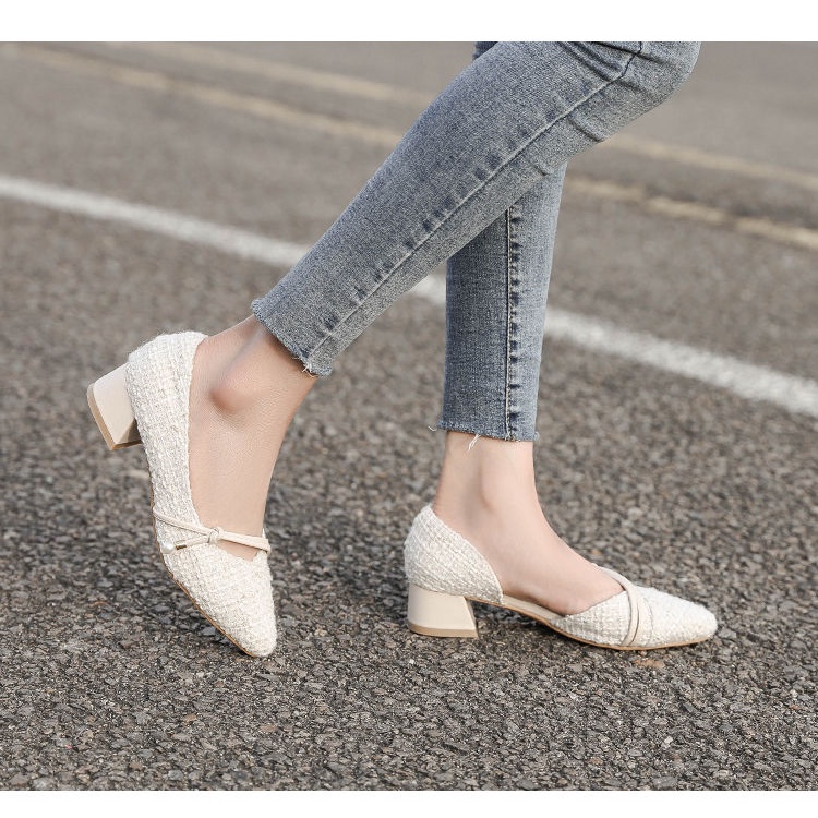 Giày mũi nhọn đế dày thời trang dành cho mùa xuân 2021