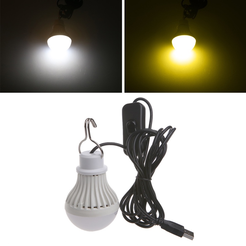 Bóng Đèn LED USB 5W Có Công Tắc Tiện Dụng Mang Theo Du Lịch Cắm Trại