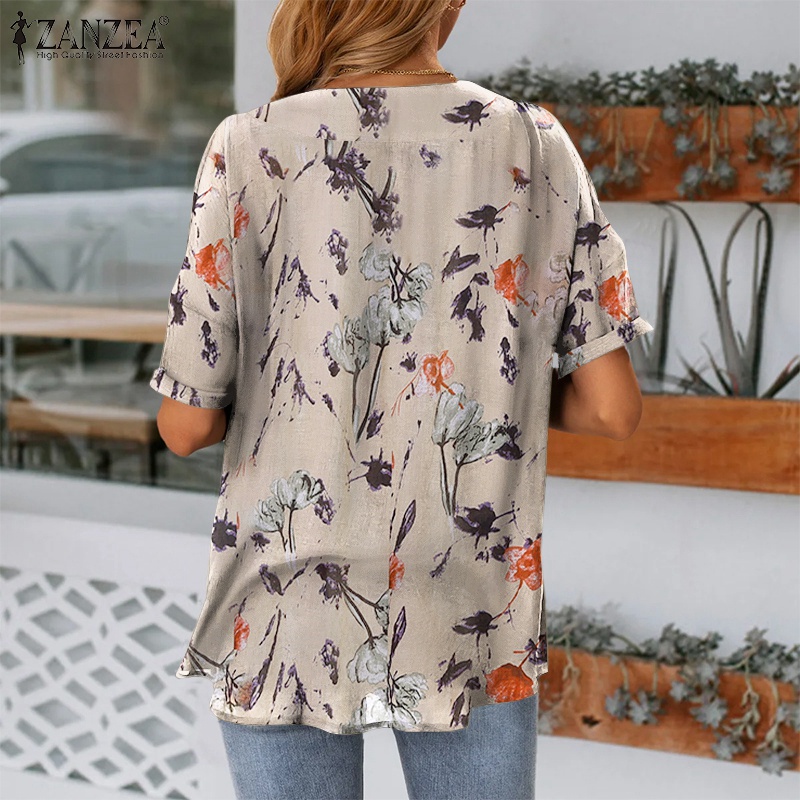 Áo Zanzea tay lửng cổ chữ v phong cách Châu Âu vintage cho nữ