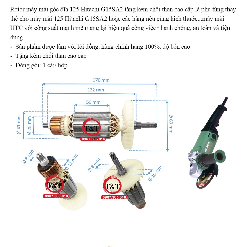 Rotor máy mài góc đĩa 125 Hitachi G15SA2