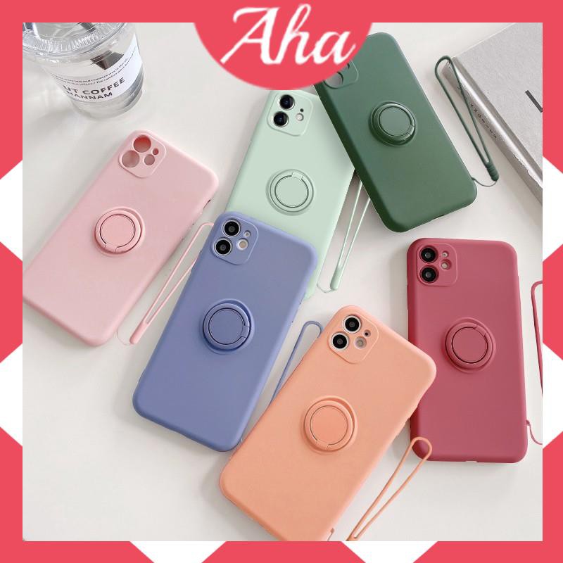 Ốp chống bẩn iphone kèm ring và dây 6/6s/7/8/plus/x/xs/xsmax/11/11promax-Aha Shop