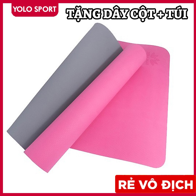 Thảm Tập Yoga TPE ZERA MAT 8mm 2 Lớp Màu Hồng Nữ Tính, Chống Trơn Trượt, Dễ Vệ Sinh, Không Mùi Hôi ❤️Tặng Dây Cột ❤️