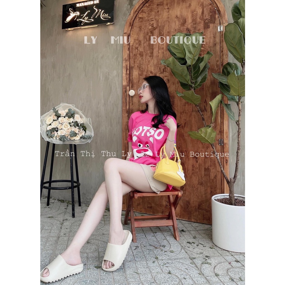 [Mã FAMARAL2 giảm 10K đơn 50K] Set áo phông thụng hoạt hình chú chó LOTSO áo phông chữ quần đùi DN150