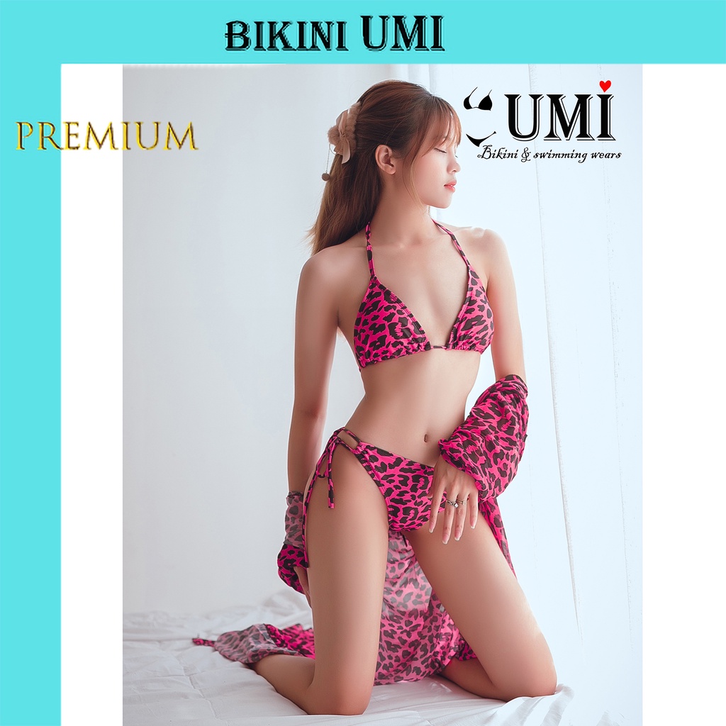 BIKINI HỌA TIẾT DA BEO HỒNG KÈM ÁO KHOÁC CAO CẤP BIKINISTORE