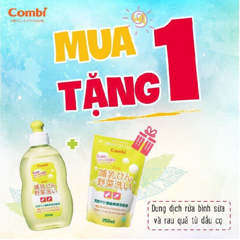 [MUA 1 TẶNG 1] Rửa bình và rau củ quả Combi chai 300ml (tặng túi 250ml)