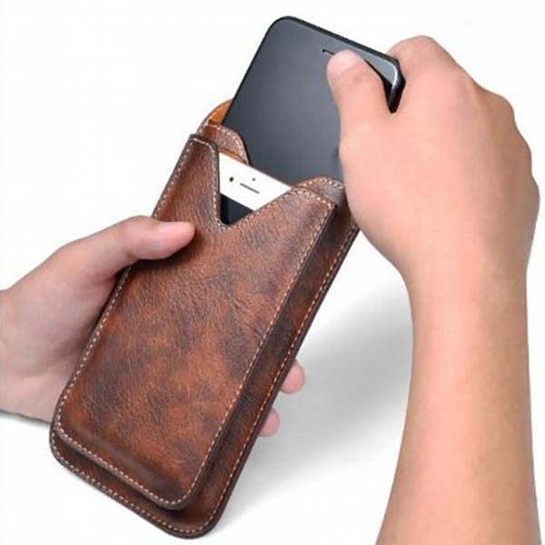 Bao Da Đôi Điện Thoại Có 2 Ngăn Đựng Được 2 Điện Thoại Đeo Thắt Lưng , Đeo Hông