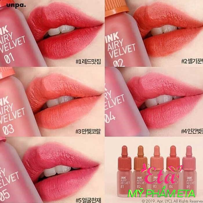 [New] Son kem PERIPERA INK AIRY VELVET TINT lì môi, không khô môi 2019 4g | BigBuy360 - bigbuy360.vn