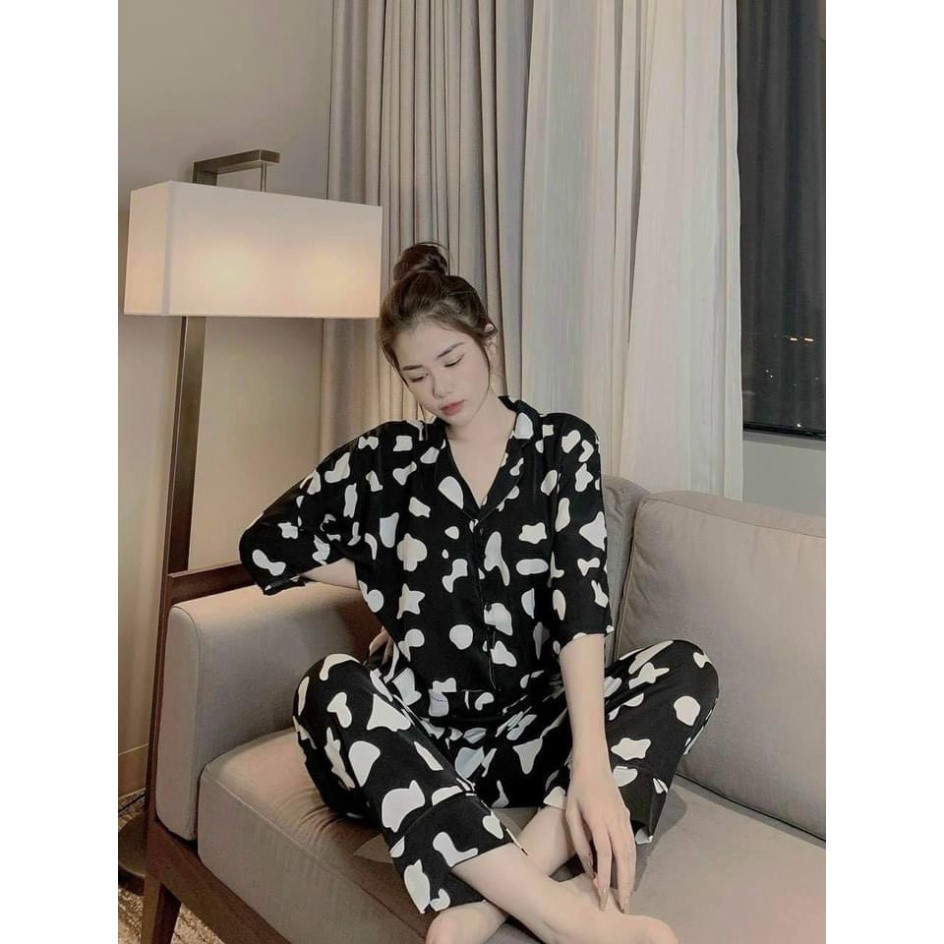 Bộ Pijama Nữ BÒ SỮA Cộc Dài - Pyjama Lụa Mango Cánh Dơi  *MA-CD-BS  #Đồ Ngủ | Đồ Bộ Nữ | Váy Ngủ | Pizama . | BigBuy360 - bigbuy360.vn