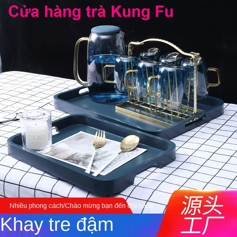 bán buôn khay trà màu Morandi đơn giản kiểu Bắc Âu đặt gia dụng hình chữ nhật bằng tre Pallet gỗ trong cổ phần